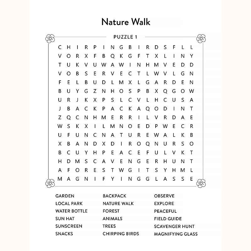 Large Print Word Search for Adults Sample Page