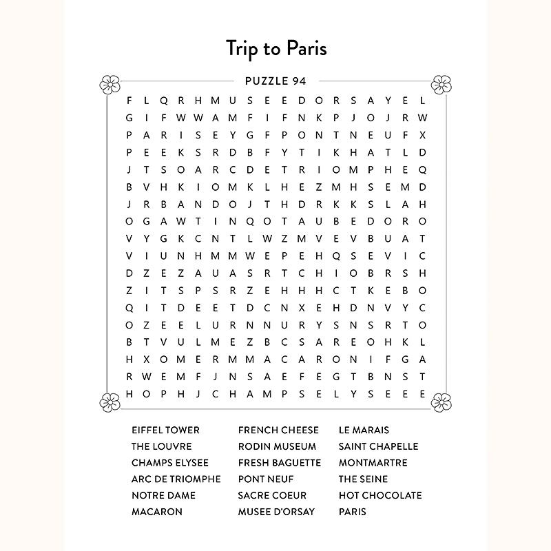 Large Print Word Search for Adults Sample Page